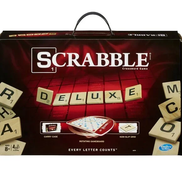 Scrabble Game Deluxe Edition Rotating Board Game & Carry Case - Picture 13 of 15
